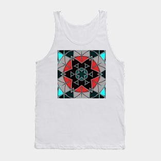 Cartoon Mandala Blue Red and Black Tank Top